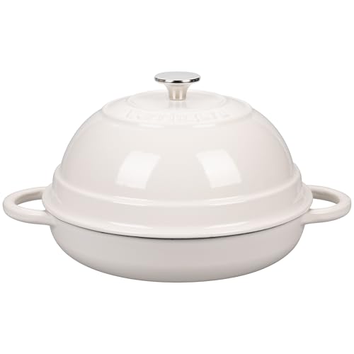VORRINGARD Cast Iron Enameled Dutch Oven Pot with Lid for Bread Baking, Bread Oven, 6 Quart, White