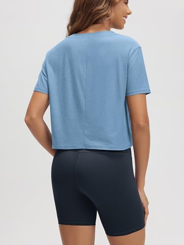 Image of ODODOS Women's Performance Cropped Tee Ultra Soft odSTRATUM Tech Short Sleeve Relaxed Top Crew Neck T-Shirts
