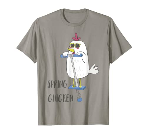 Spring Chicken On Pogo Stick Funny Chicken T Shirt Camiseta