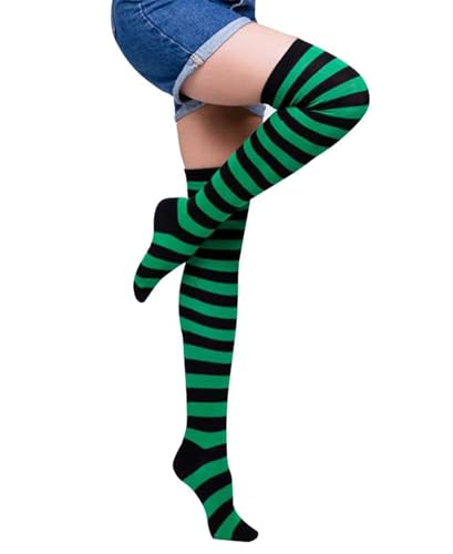 Image of Womens Thigh High Socks Athletic Stripe Cute Colorful Over the Knee High Sock Colorful Long Tube Sock