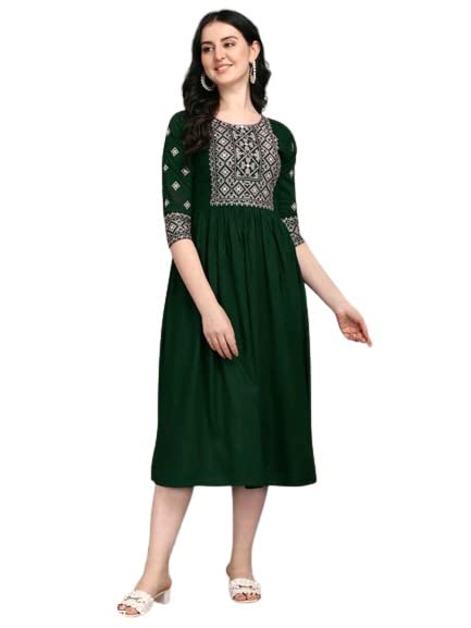 Image of Shreeji Garment Anarkali Kurti for Stylish Women /Designer Rayon Embroidered Women Kurta