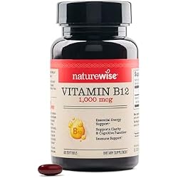NatureWise Vitamin B12 1000 mcg - Dietary Supplement for Supporting Energy Metabolism, Mental Clarity, Nervous System Health - Easy-to-Swallow, Soy & Gluten-Free - 60 Softgels[60-Day Supply]