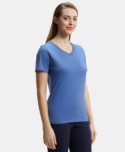 Image of Jockey AW89 Women Super Combed Cotton Rich Fabric Relaxed Fit V-Neck Half Sleeve T-Shirt