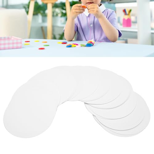 Wifehelper 100Pcs White Plant Fiber Badge Making Paper, Thick Cardstock Round Paper with Blank Design for Pin Buttons Badges - Image 3