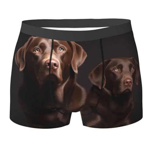 Brown Labrador Retriever Men's Boxer Briefs with Fly Moisture-Wicking Underwear Comfortable Breathable Trunks Boxers