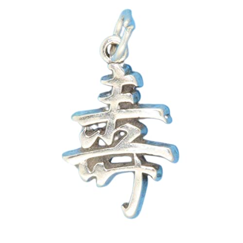 Wholesale Charms Long Life Chinese Character Symbol 925 Sterling Silver Charm Pendant DIY Crafting