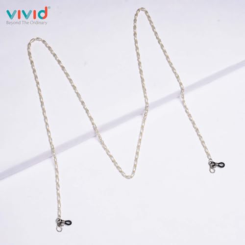 Image of VIVID vision Unisex Adult Beads Eyeglass Holder Strap Cord | New Chain Adjust on Sunglasses | Anti-slip Retainer Lanyard String Eyewear Frame | CH-287A-White