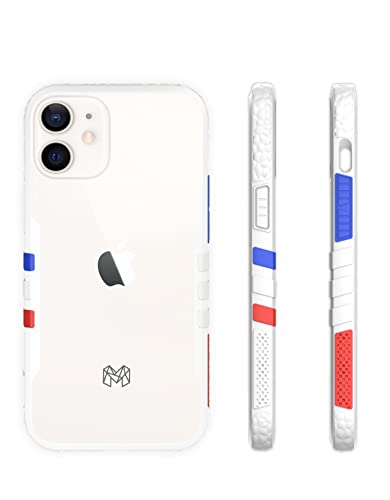 Image of MOOSH Commuter Series for iPhone 12 Mini Case Clear Back 10FT Drop Tested Scratch-Resistant Raised Edges Replaceable Colour Blocks Shock Absorption Apple iPhone 12 Mini Case 5.4 inch (White)