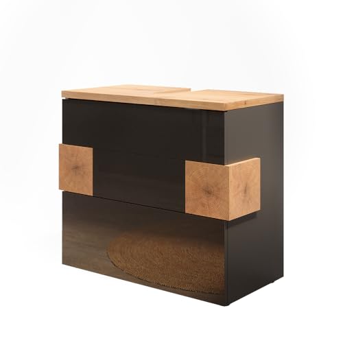 Vicco Waschbeckenunterschrank Eden, Anthrazit, 70 x 64.5 cm mit 2 Schubladen, zur Wandmontage mit Variabler Innenaufteilung