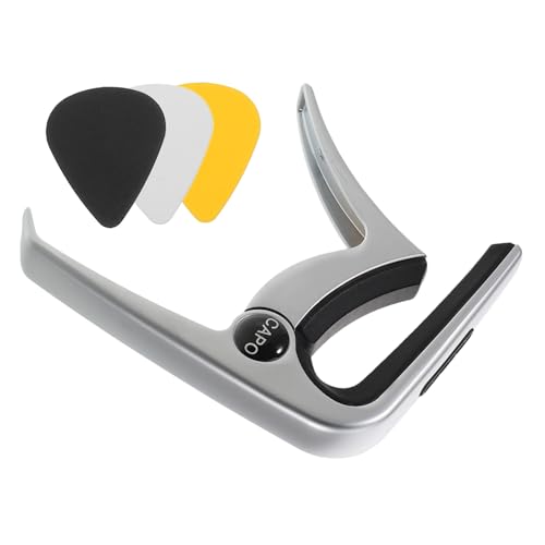 GOOHOCHY 1 セット ギターカポ 楽器 チューナー アコースティック ギター アクセサリー アコースティックギター用カポ エレキギターアクセサリー Silver 亜鉛合金