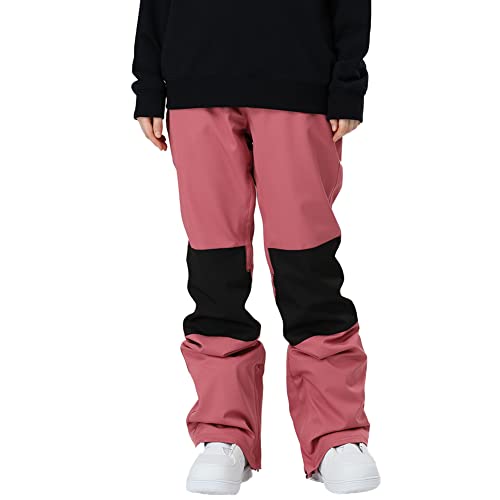 WOWULOVELY Women's Ski Hiking Pants Waterproof Insulated Snowboard Winter Pants Slimming Bell-bottomed Pants(Wine red,Medium)