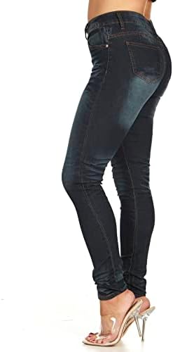 CG JEANS Women's Plus Size Skinny Leg Blue Junior Fit Slim Mid Waist Cute Biker Vibrant