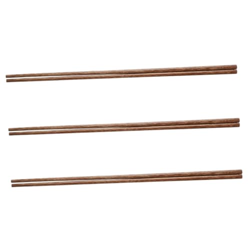 NULYLU 3ペア 双装 実木調理箸 耐高温 揚げ物用ロング箸 キッチン 火鍋 麺類対応