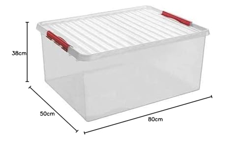 Sunware Q-Line Box - 120 Liter - 80 x 50 x 38cm - transparent/rot 83300605
