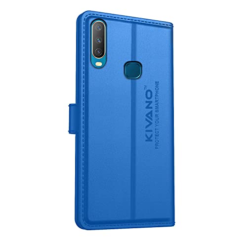 Image of Compatible with Vivo Y17 / Vivo Y15 / Vivo Y12 / Vivo U10 / Vivo Y11 (2019) Flip Cover | Leather Finish | Inside Pockets & Inbuilt Stand | Shockproof Wallet Style Magnetic Closure Light Blue