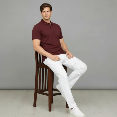 Image of Men's Premium Cotton Pique Polo T-Shirt, Classic Fit Short Sleeve Casual Summer Shirt, Soft & Breathable Fashion Polo