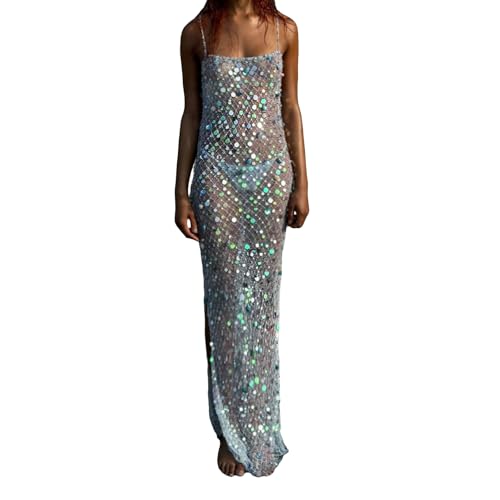 fitted lace wedding dress Amazon.com: Eofnengsohio Women's Sequin Sheer Maxi Dress Spaghetti Straps  Backless Slit Sparkle See-Through Mesh for Beach Clubwear (Blue, S) :  Clothing, Shoes & Jewelry