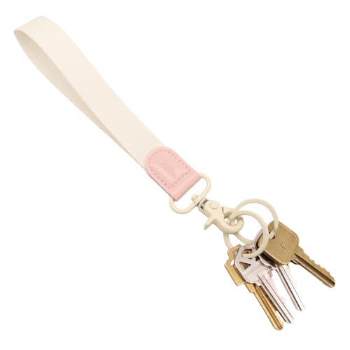 Image of POCKT Keychain Wristlet for Women and Men, Cute Wrist Lanyard for Keys, Short Key Chain Strap for Car Keys, Wallet, ID Badge & Phone | Off White