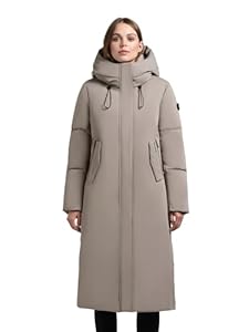 khujo Damen Wintermantel warmer Parka mit hohem Kragen und großer Kapuze Luggs Greige Gr. XXL
