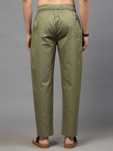 Image of Majestic Man Comfort Fit Solid Cotton Casual Lounge Pyjama with Elastic Waist, Drawstring & Zip Closure