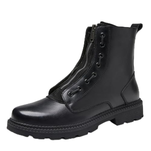 HARZONLI Botas Botas de Cuero para Hombre Talla 38~46, Botas de Nieve de Piel cálida para Hombre, Zapatos de Invierno, Botas cálidas cómodas de Cuero Dividido Hombre(Black Fluff