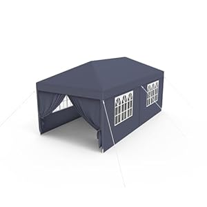 HENGMEI Paviljoen 3x3m partytent tuintent tuinpaviljoen met 4 zijdelen zonwering uv-bescherming voor tuin, feest, bruiloft, picknick