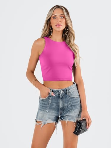 Image of EFAN Womens Sexy Sleeveless Double Lined Crop Tops Workout Cute Tight Racerback Tank Tops Summer Clothes Teen Girls 2025