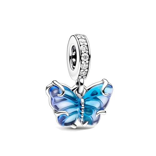 G 212 Charm Mariposa azul y morada, Plata de Ley 925, Compatible con Pulsera Pandora