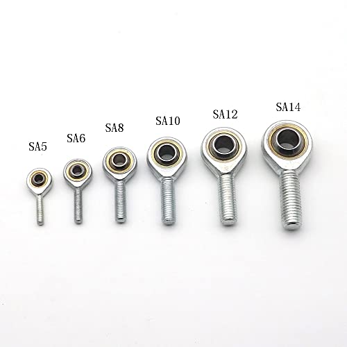 2PC Rod End Right Hand Fish Eye Ball Joint, SA8 Uniball Joint Male SA5 SA16 T/K Metric Thread Bearing Shaft Inner Hole 5mm to 16 (Male M10 Right)