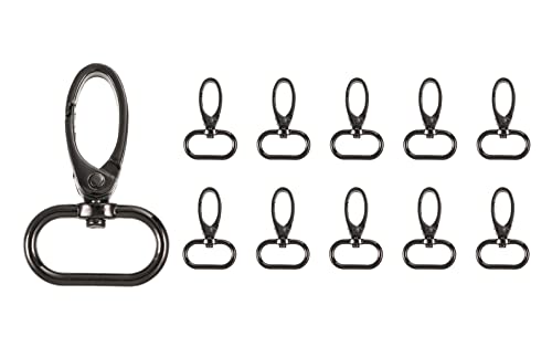 sdhiiolp 10 Mosquetones giratorios de metal para llaveros accesorios de bolsillo mosquetón correas para mascotas (negro, 25...