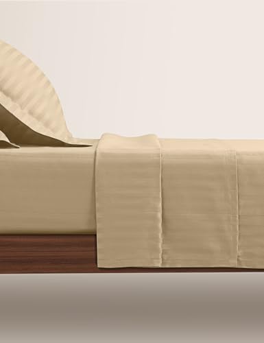 Image of Symbol Premium 100% Pure Cotton Soft Bedsheet for Double Bed - King Size (108x108 inches) with 2 Pillow Covers (27x17 inches) | 300 Threadcount