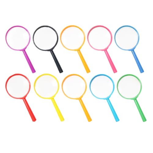 Ciieeo 10pcs Handheld Reading Magnifier Portable Magnifier Shatterproof Lens Non-Slip Handle for Seniors Reading