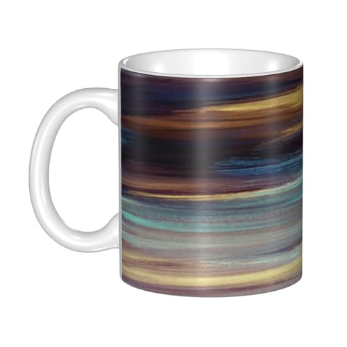 マグカップ - セラミックコーヒーカップ、ミルクカップ、(330ml) - 耐熱性と耐寒性、大容量、軽量、環境に優しい - ギフトの選択(デザイン抽象絵画カラーアートワークの断片スポットペイントブラシストロークモダン)