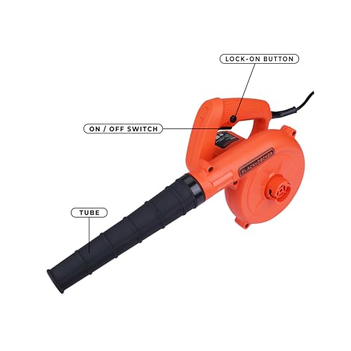Image of BLACK+DECKER BDB530-IN 530 W Corded Electric 2-in-1 Single Speed Air Blower & Vacuum Cleaner, 16000 RPM, 3.5 m3 /min Air Volume, 3 Metre Cord Length, Ideal for DIY Activities at Home & Garden, Orange