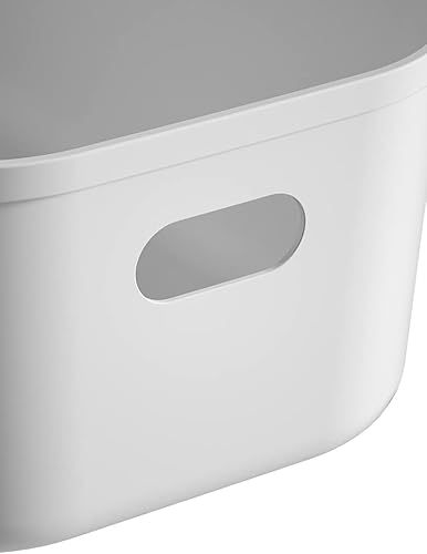 Miniatura 8 de Contenedores de plástico blancosorganizadores de almacenamiento, cestas de despensa, contenedores para estantes, organizador y almacenamiento para