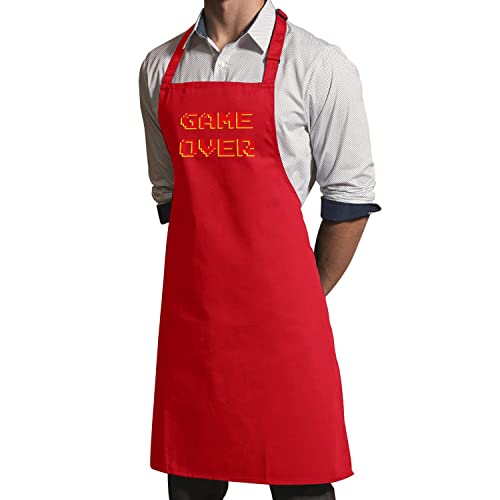 Tablier cuisine rouge rétro gaming arcade avec imprimé pixel 8 bits vintage - 3