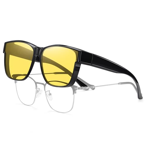 HAOLOTA Over Glasses Sunglasses for Women Men Polarized Square Fit Over Shades for Driving UV400 Protection