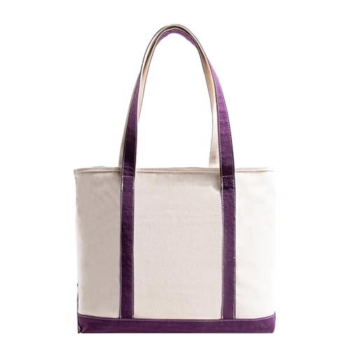 Sac fourre-tout en toile pour femme grande capacité avec fermeture éclair