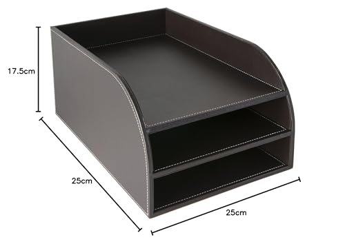 Osco - Vassoio portalettere in finta pelle con 3