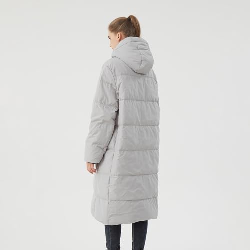Image of Women's Long Down Jacket with Hood 700+ Fill Power Puffer Coat Warm Winter Oversized Outerwear