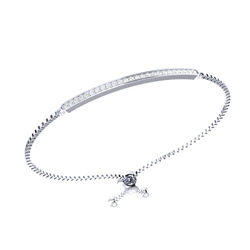 Image of Demira Jewels 1 /4 ct Single Line Diamond Tennis Bolo Bracelet in Solid 925 Sterling Silver, Free Size