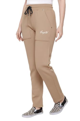 Image of CUPID Loose Fit Warm Fleece Sweatpants, Solid Elastic Sports Trouser, Winter Wear Joggers for Night n Gym for Girls M to 5XL