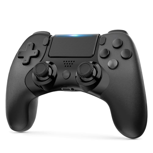 CHEREEKI Mando para PS4, Mando Play 4 inalambrico para P4 Slim, P4 Pro con Doble Vibración, Giroscopio, Turbo, Conector de Audio y Panel Táctil
