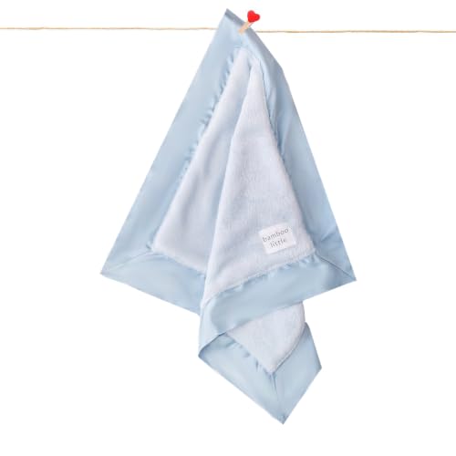 Image of Ultra-Soft Lovey Security Blanket Plush, Satin Trim 16x16 Blue