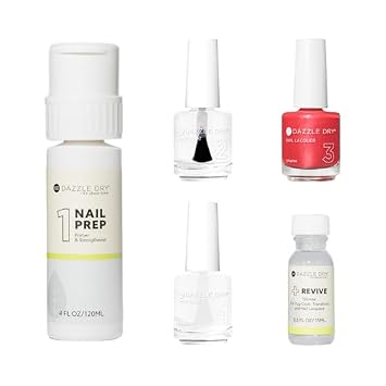 Dazzle Dry Full System Kit - Poolside Pink - A deep coral pink-red. Semi-sheer shimmer. 5 Piece Kit