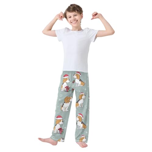 ZZXXB Xmas Cartoon Beagle Boys Long Pants Soft Trousers Elastic Waist Kids Lounge Bottoms with Pockets S-XL3