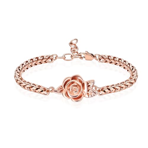 shajwo Cremation Jewelry Rose Flower Urn Bracelet for Human Ashes for Women Girl Adjustable Memorial Keepsake Link Bracelet