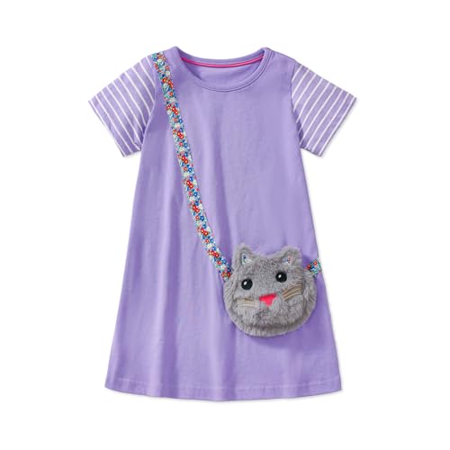 HILEELANG Toddler Girl Short Sleeve Easter Dress Cotton Casual Jersey Shirt Playwear Applique Dress2