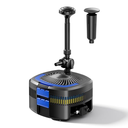 SunSun CUF-5800 Springbrunnenpumpe 5200 l/h / 55 W / 4,8 m Förderhöhe mit eingebautem 11 W UVC-Teichklärer, energiesparende Teichpumpe, Pumpe mit Fontäne, Wasserpumpe