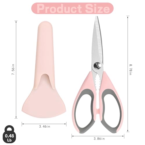 2 Pack Kitchen Heavy Duty Scissors with Magnetic Holder,Dishwasher Safe Shears for BBQ,Kitchen,Stainless Steel Scissor All Purpose,(Blue,Pink) - image 3